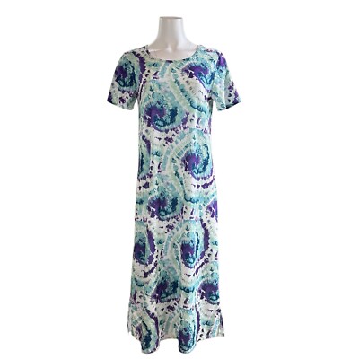 West Loop Tie Dye Print Tee Shirt Dress T-Shirt NWT Purple Green Blue M