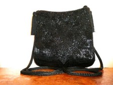 Black Beaded Purse, Inge Christopher, Indolink, Braid Cord Shoulder Strap