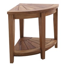 Tabouret/banc d'angle en bois de teck huilé style nordique spa, extérieur, intérieur avec étagère