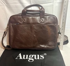 Augus Leather Laptop Briefcase for Men Waterproof Travel Messenger Duffle Bags