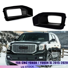 Fog Light Lamp Cover Gloss Black Trim Pair For GMC Yukon /  Yukon XL 2015-2020