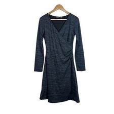 Prana Nadia Faux Wrap Long Sleeve Heathered Dress Gray Size Small