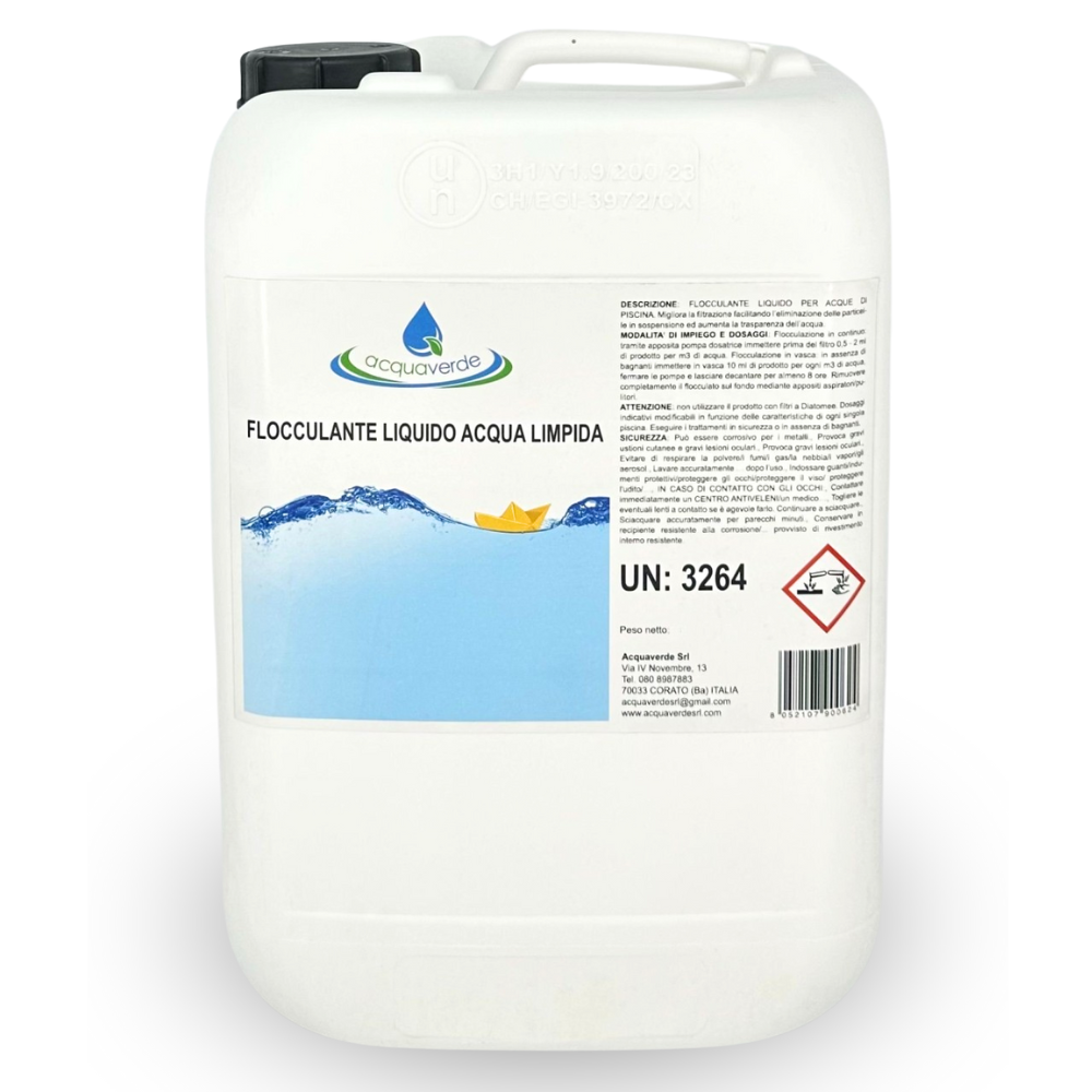 Acquaverde FLOCCULANTE LIQUIDO CHIARIFICANTE SCHIARENTE ACQUA PISCINA 10 kg