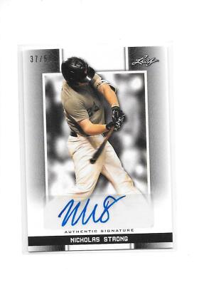 2019 Leaf Perfect Game Nicholas Strong Black Auto Autograph 37/50