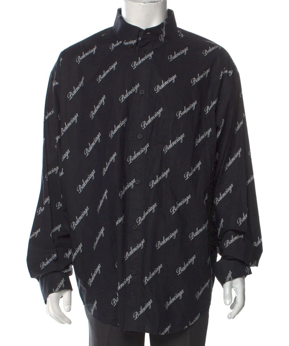 Balenciaga All Over Graphic Logo Long Sleeve Shirt 2020 Balenciaga All Over Graphic Logo Long Sleeve Shirt 2020