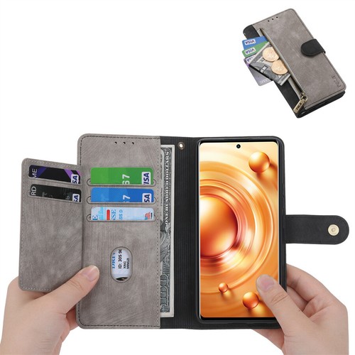 Skin Feel Zip Wallet Case Phone Case Cover for OnePlus 12 11 9 8T Nord N200 N100 - Picture 8 of 17