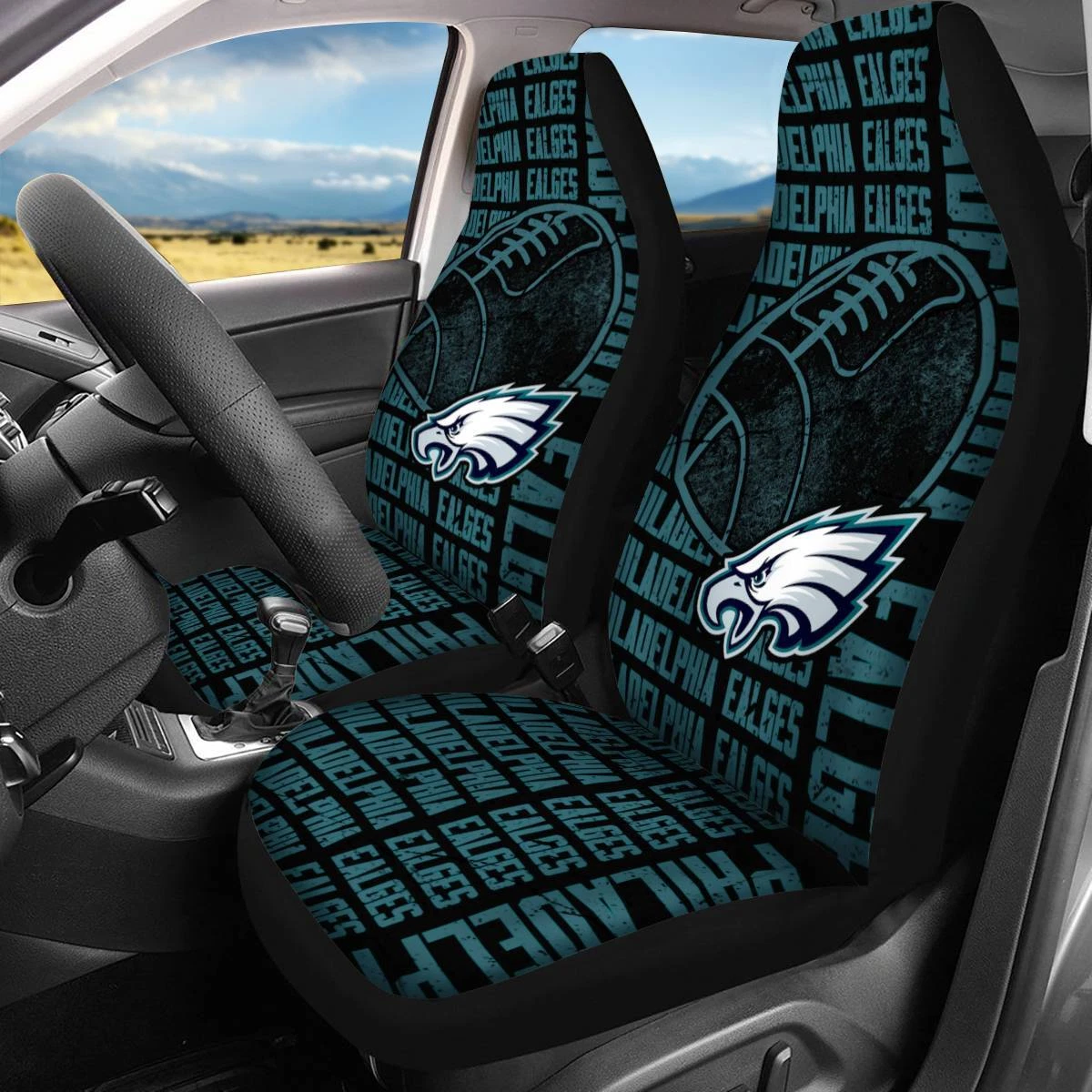 Car Seat Cover Seat Protector 2Pc for Philadelphia Eagles