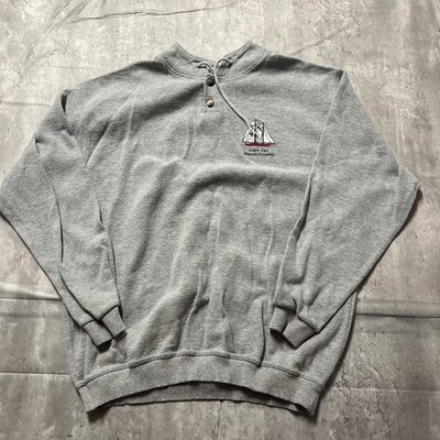 cape cod massachusetts up north 2 button long sleeve Sweater Shirt Mesh Gray Xl