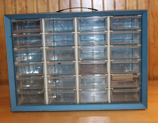 Vintage Akro Mills Blue Metal Parts Storage Bin 24 Drawer
