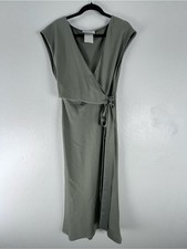 ANTHROPOLOGIE BHLDN Louisa Green V-Neck Wrap Tie Top Split Dress Size 10 Wedding