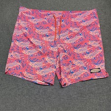 Vineyard Vines Men's Shorts Size M Pink Blue Fish Print Stretch Swim Trunks