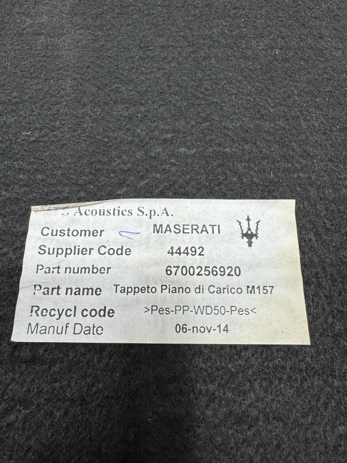 ✅14-22 Maserati Ghibli Rear Trunk Floor Carpet Cover Panel Black 6700256920 OEM