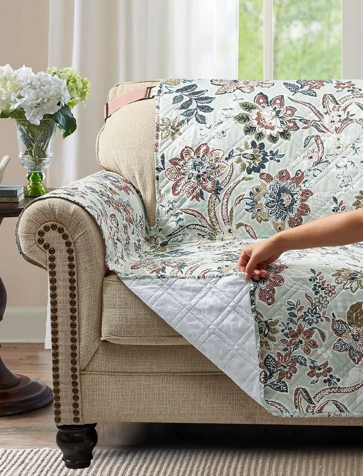 Sofá Brilliant Sunshine Beautiful Burgundy Flowers 78 tamanho grande, verde  - Imagem 2 de 4