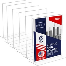 Acrylic Sign Holder 8.5 x 11, T-Shape Double-Sided Acrylic Table Stand with W...