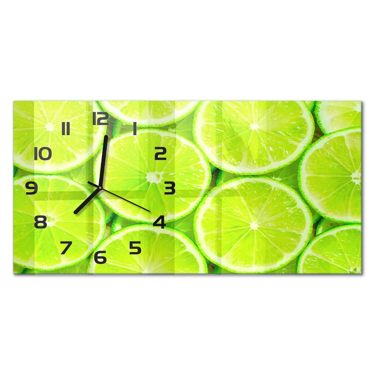 Reloj de Pared Rectangular Horizontal de Vidrio Templado Premium Limas 60x30 cm