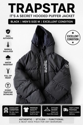 Trapstar It's A Secret Hooded Puffer Jacket Black Herren Gr. M TOP