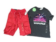 Gap Kids Boys XS 4/5 Top  Shorts Graphic Star Wars Top Tee  Cargo Shorts New