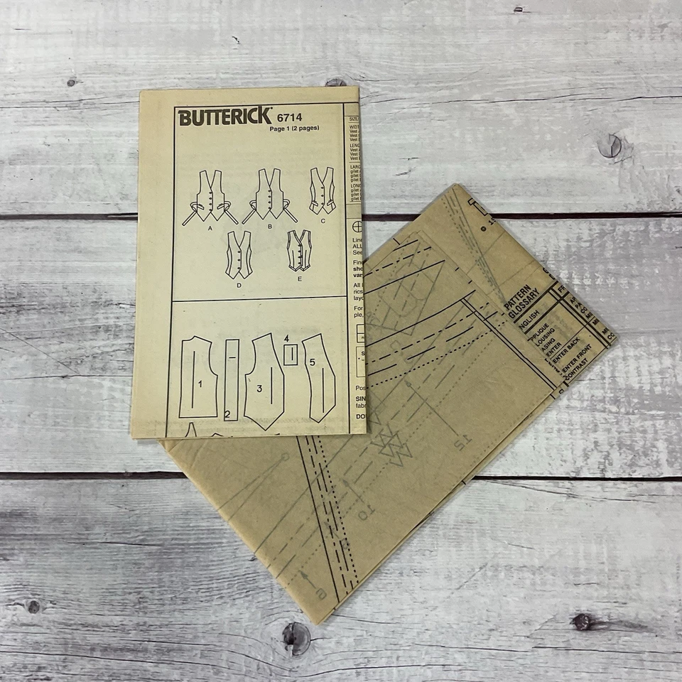 Butterick 6714 Sewing Pattern Lined Vest Misses Sizes 6-12 UNCUT  - Image 3 of 4