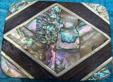 Vintage Abalone Mother Of Pearl Inlay SilvertoneBelt Buckle