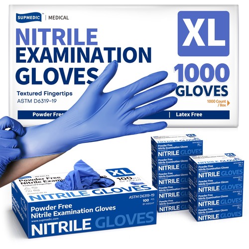 Medizinische Nitril-Untersuchungshandschuhe, blaue Iris, puderfrei lebensmittelecht Einweghandschuh - Bild 14 von 14