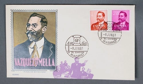 MayfairStamps Spain FDC 1961 Vazquez de Mella Statesman First Day Cover aaw_7125