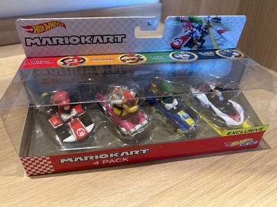 Hot Wheels Mario Kart 4 Pack inkl Black Yoshi P-Wing, Luigi Mach 8, Bowser Bad..