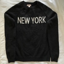 Philosophy Cashmere New York Crewneck Sweater Black/White S EXC Academia
