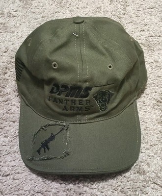 DPMS Panther Arms Firearms Embroidered Distressed Green Strapback Hat 