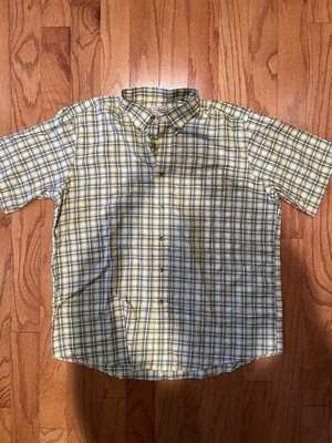 L.L. Bean Men s Button Down Shirt Yellow Blue Plaid Xtra Large (XL)