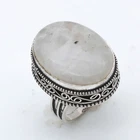 Natural Moonstone Gemstone 925 Sterling Silver Handmade Jewelry Ring Size 6.5