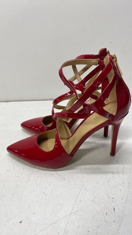 Michael Kors Women Heels 8 Red Patent Leather Strappy Pointed Toe Stiletto