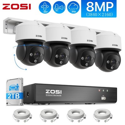 ZOSI 4K UHD PoE Überwachungskamera Set Außen 4K 2TB NVR 4x Schwenkbar IP Kamera
