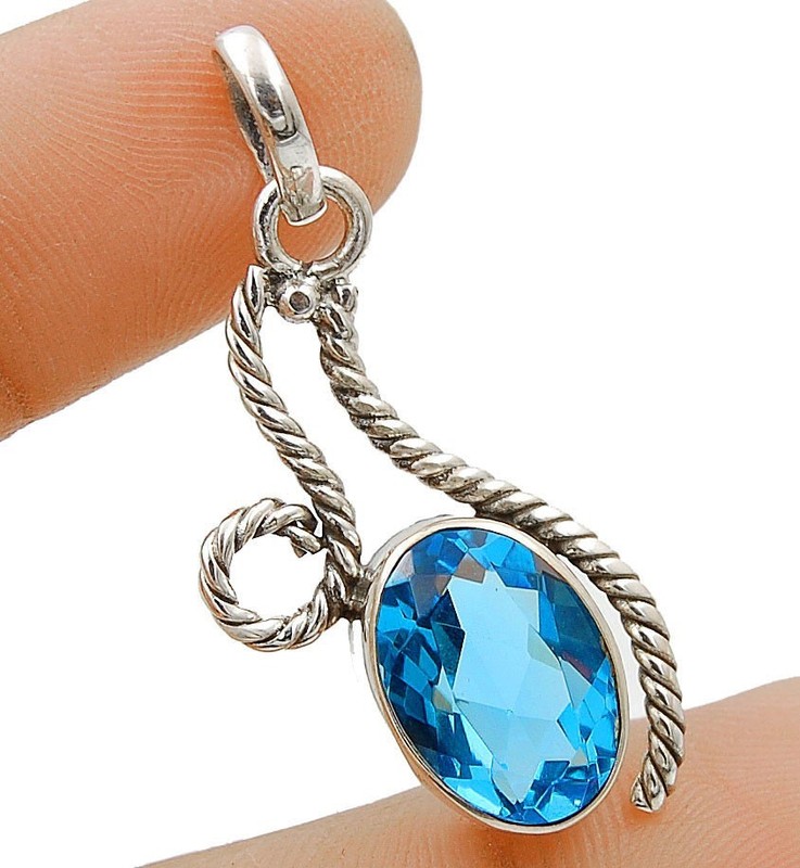 3CT Natural Tanzanite 925 Sterling Silver Pendant Jewelry 1 1/2'' Long @15-8