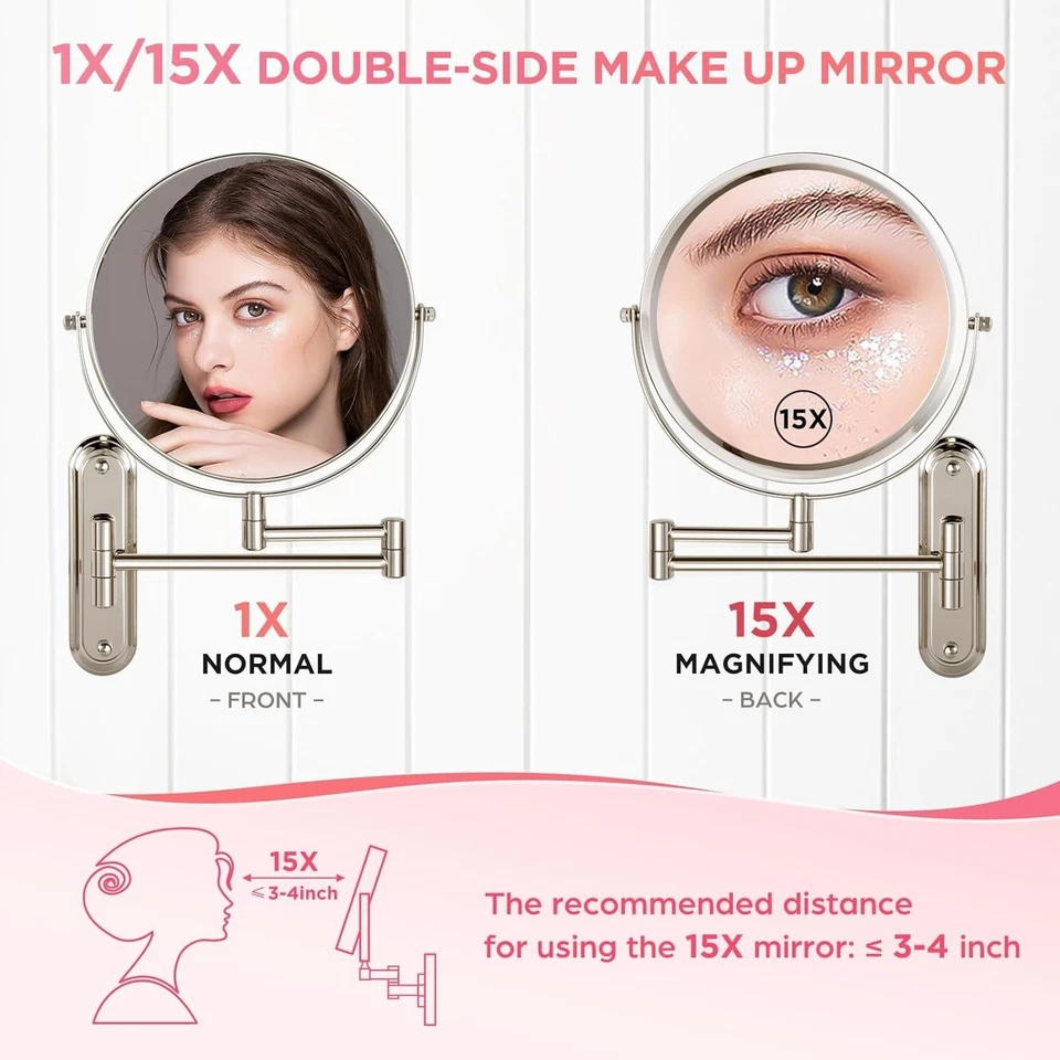 8.5 Inch Round Double Sided Makeup Mirror with Extendable Arm - Space Theme - Image 4 of 4