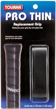 Tourna Pro Thin Replacement Grip, 2.54 cm x 110 cm x 1.25 mm - Black 4-Pack 