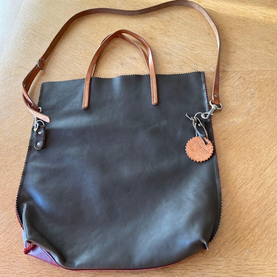 Atelier Jack Gomme Tote Shoulder Bag Leather Handbag Used Good Condition