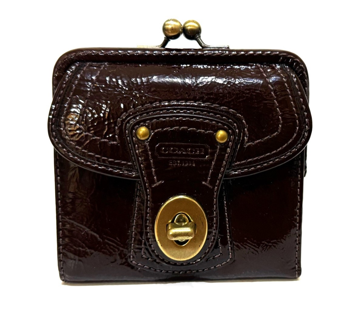 RARE COACH Y2K LEGACY CRINKLED CALF PATENT LEATHER FRENCH