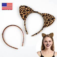 Leopard Cat Ears Headband Cheetah Animal Print Hair Bands Halloween Cosplay