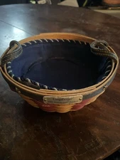 Longaberger 2005 Inaugural Basket w/Leather Handles, Liner & Papers 6 1/2"