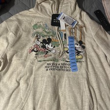 NEW Disney Mickey Mouse  Minnie "Places to Go, Friends to See" Hoodie  Size L