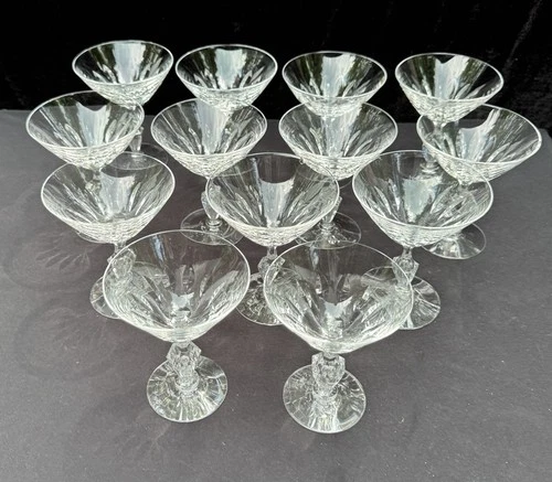 13 Vtg Crystal Cocktail Coupes MCM Martini Glasses Tiffin Franciscan Festival 5”