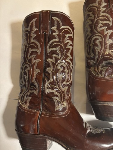 Stivali western stile Justin 2436 pelle marrone uomo taglia 9,5 cowboy cowgirl - Foto 2 di 10