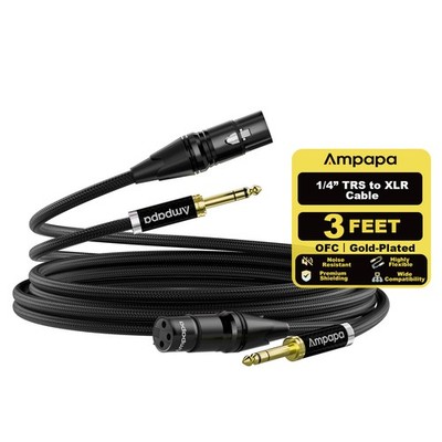 2x Ampapa TRS 6,35mm Klinke auf XLR Buchse symmetrisch HiFi Studio Patchkabel