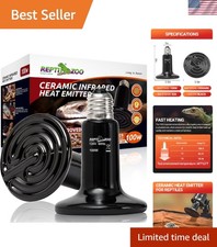 100W Reptile Heat Lamp 2Pack Ceramic Heat Emitter Night Heat Lamp Bulbs Repti...
