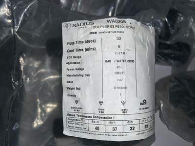 Radius Systems Universal Elektrofusion Gerade Kupplung PE100 - 63mm WAO208
