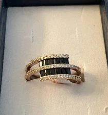 Bomb Party Ring Size 10 Black Onyx CZ Rose Gold Plating 