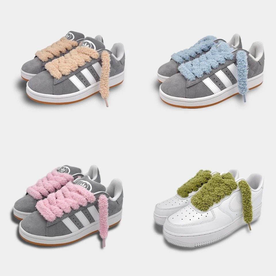 KICKSARCHIVE Flauschige Schnürsenkel FUZZY Fluffy Fat Laces Adidas Nike Air Force Campus 15mm
