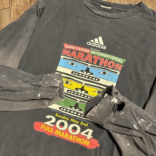 T-shirt manica lunga Adidas Montreal Canada Marathon 2004 vintage grande invecchiata - Foto 7 di 12