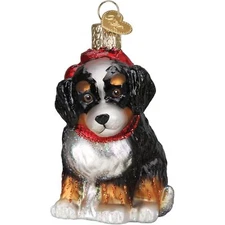 Old World Christmas Bernedoodle Puppy Blown Glass Holiday Ornament