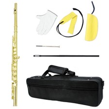 Gold Plated Concert Flute with Case 16 Closed Hole C Key Flute Professional
